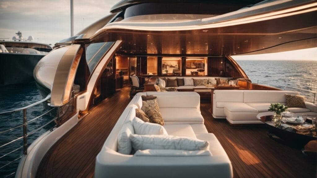 The lavish interior of a super yacht.