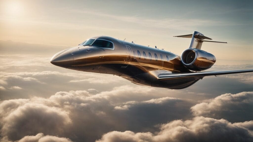 Rent a private jet flying through the clouds.