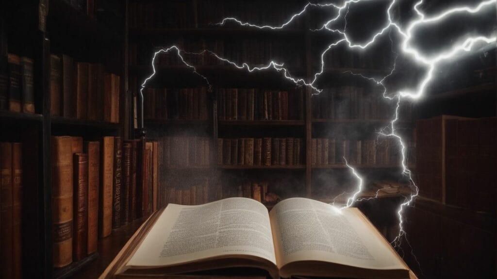 A lightning-infused open book, designed to increase reading speed.