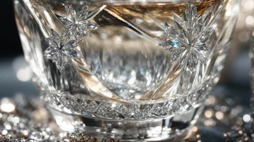 A close up of a glass with Most Expensive diamonds on it.