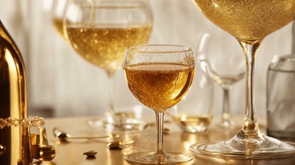 An expensive bottle of champagne and a glass of champagne on a table.
