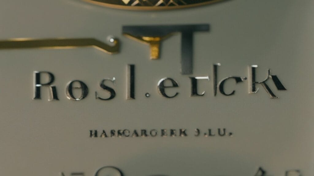 A bottle of rosé with a gold label adorned with a Rolex emblem.